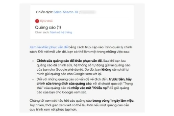 Lỗi né tránh hệ thống khi chạy adwords