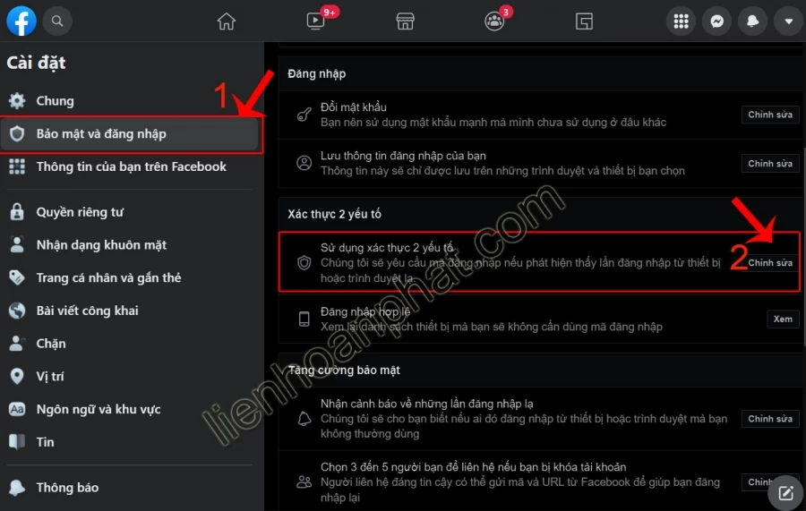 cài đặt authenticator cho facebook