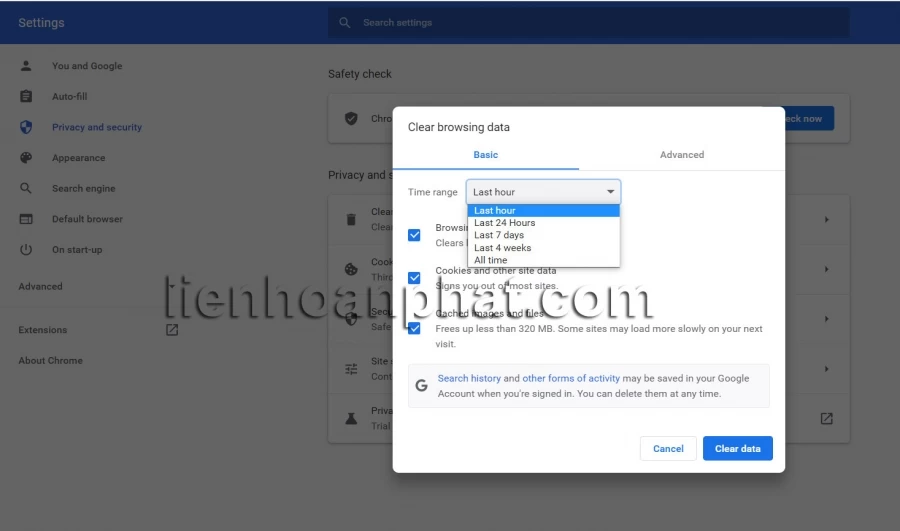 xóa lịch sử truy cập web trên chrome