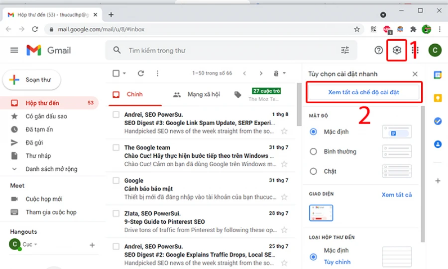 dùng gmail để nhận và gửi mail công ty