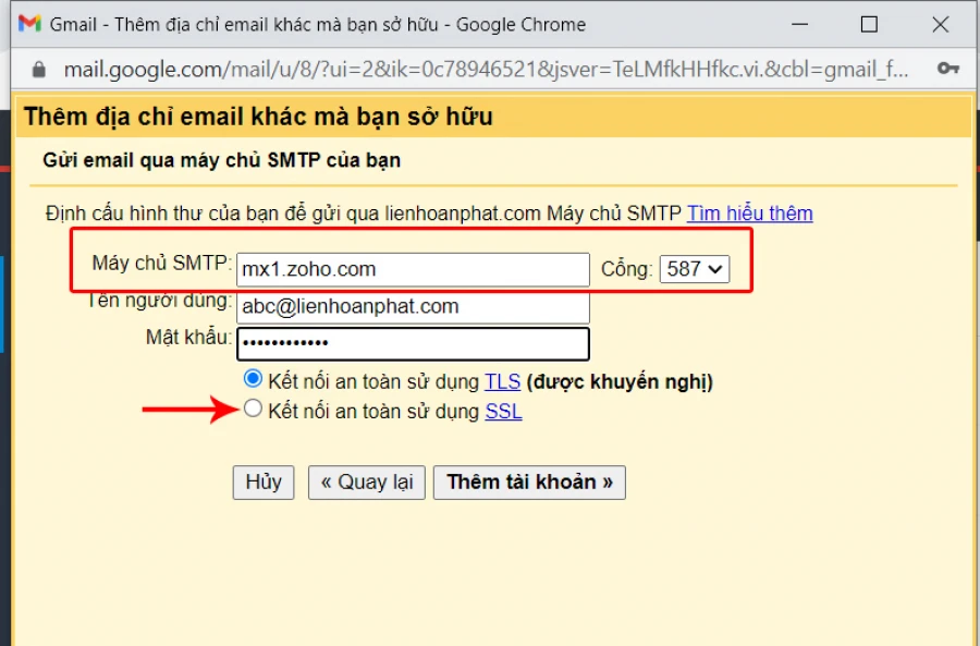 gửi nhận mail outlook bằng gmail