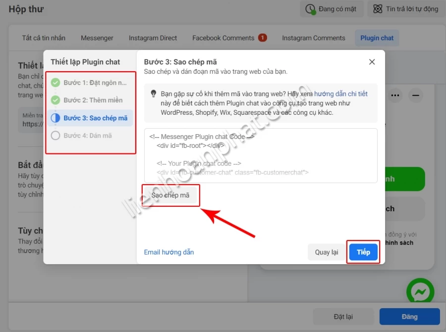lấy code chat facebook