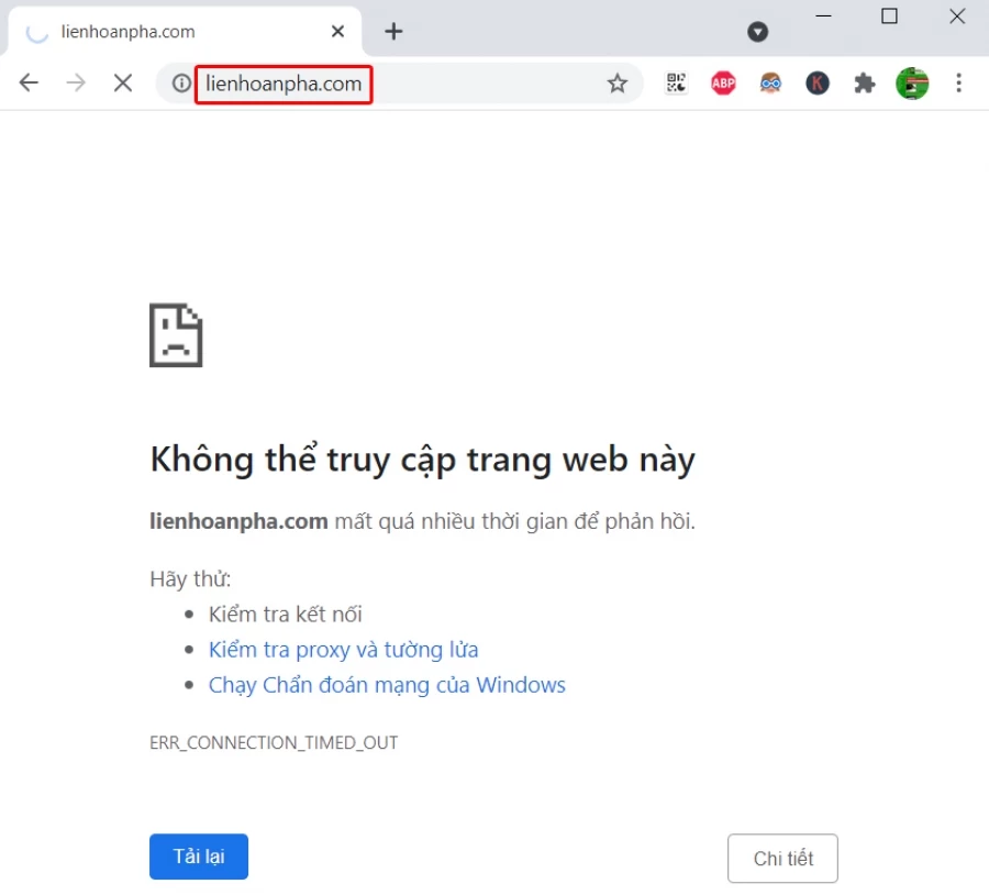 Lỗi không truy cập được web