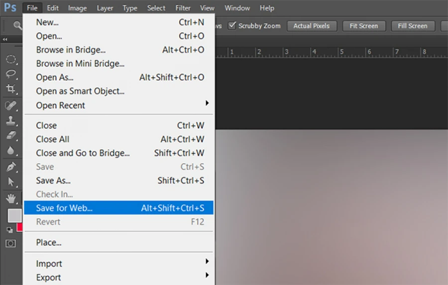 Save for web photoshop