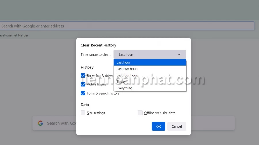 xóa lịch sử truy cập web trên firefox